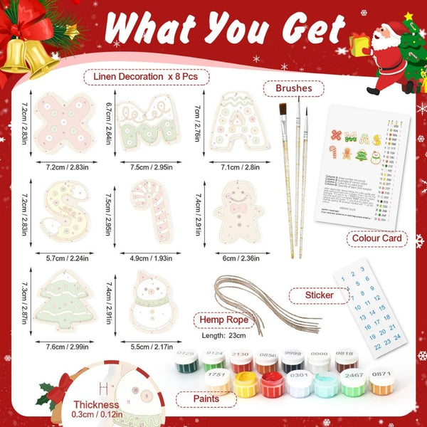 Paint by Numbers Christmas Ornaments - XMAS Letters Kit