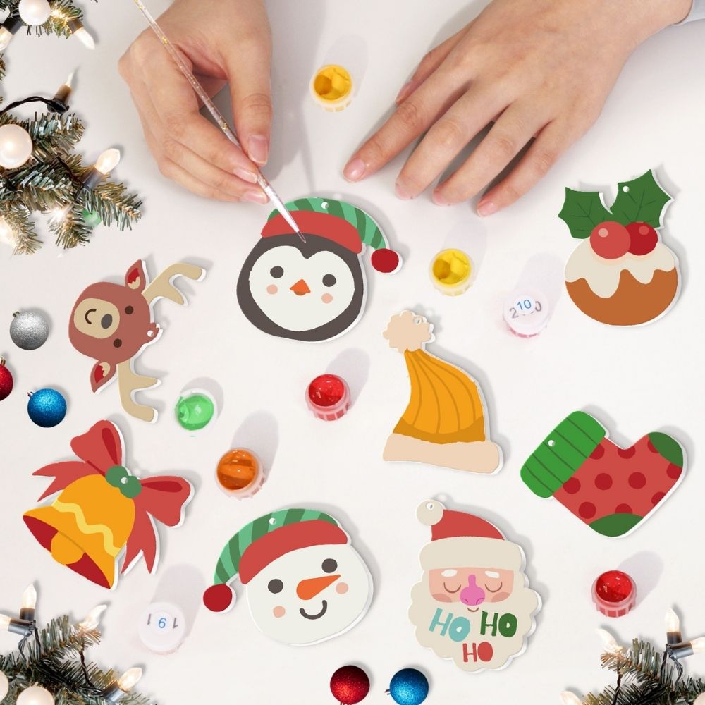 Paint by Numbers Christmas Ornaments - Reindeer Santa Stocking Kit