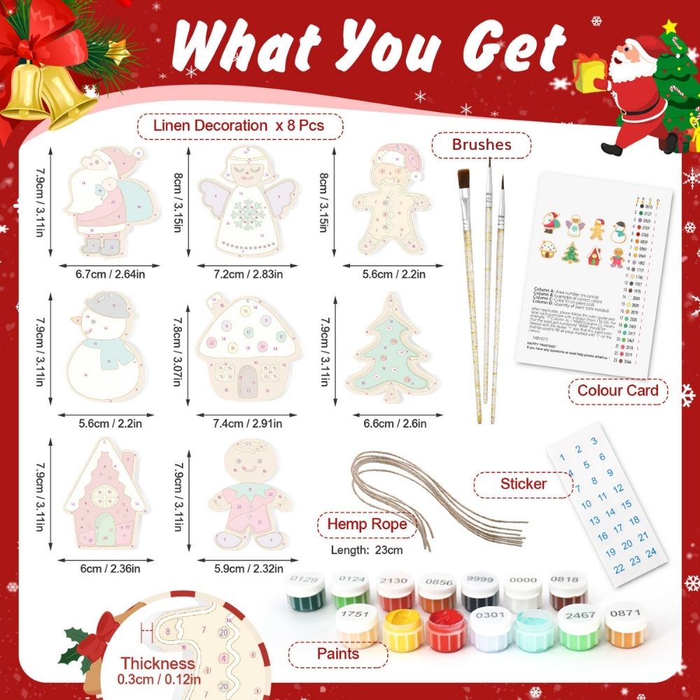 Paint by Numbers Christmas Ornaments - Santa Snowman Kit