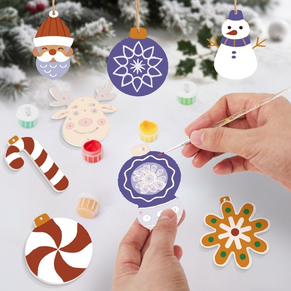 Paint by Numbers Christmas Ornaments - Snowflake Baubles Kit