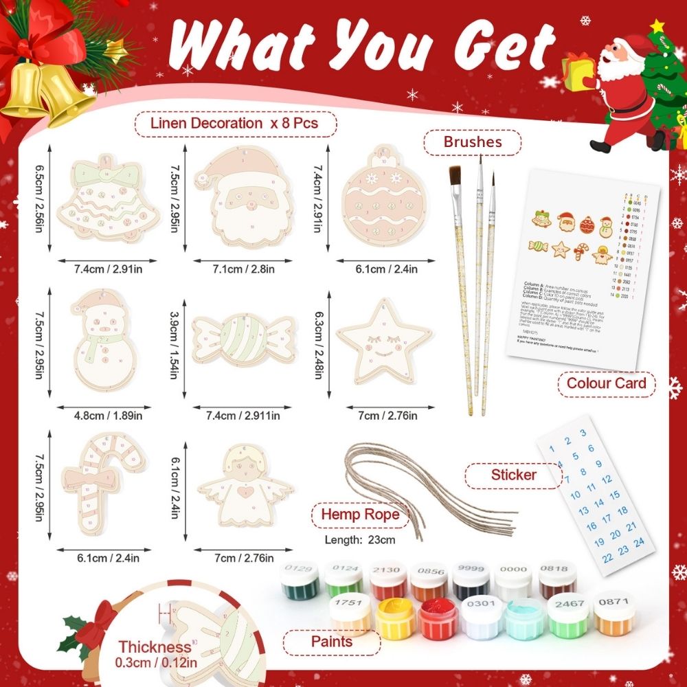 Paint by Numbers Christmas Ornaments - Bells Angel Candy Kit
