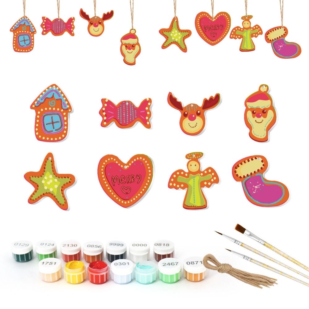 Paint by Numbers Christmas Ornaments - Merry Heart House Reindeer Kit
