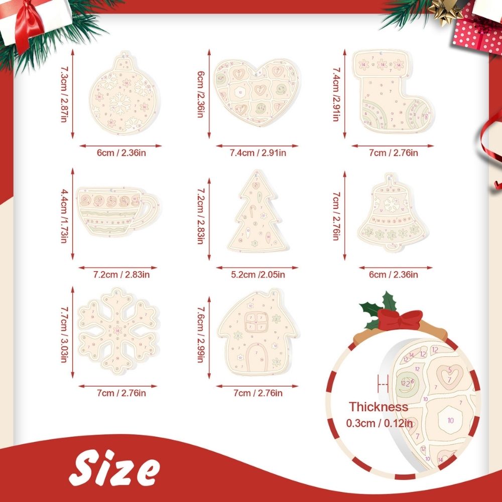 Paint by Numbers Christmas Ornaments - Bell Stocking Snowflake Kit