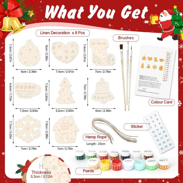 Paint by Numbers Christmas Ornaments - Bell Stocking Snowflake Kit
