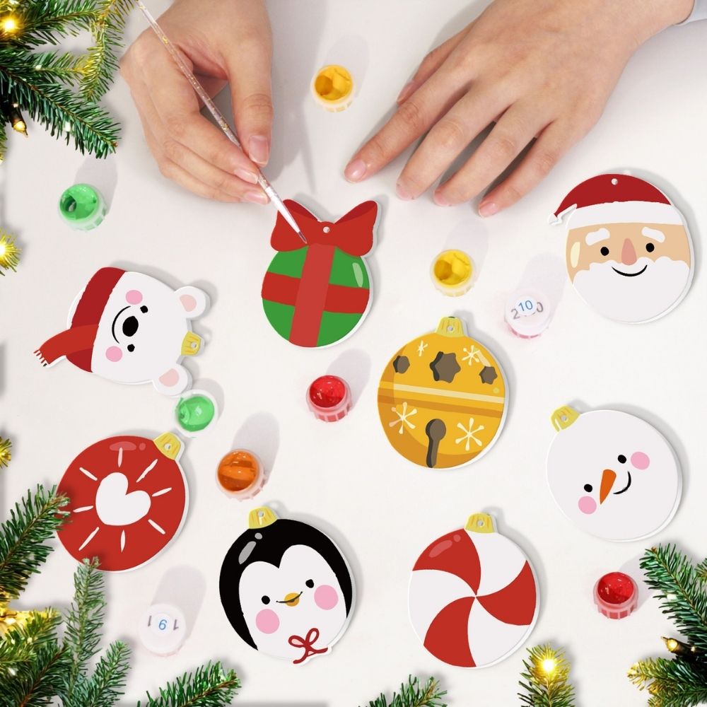 Paint by Numbers Christmas Ornaments - Polar Bear Penguin Santa Kit