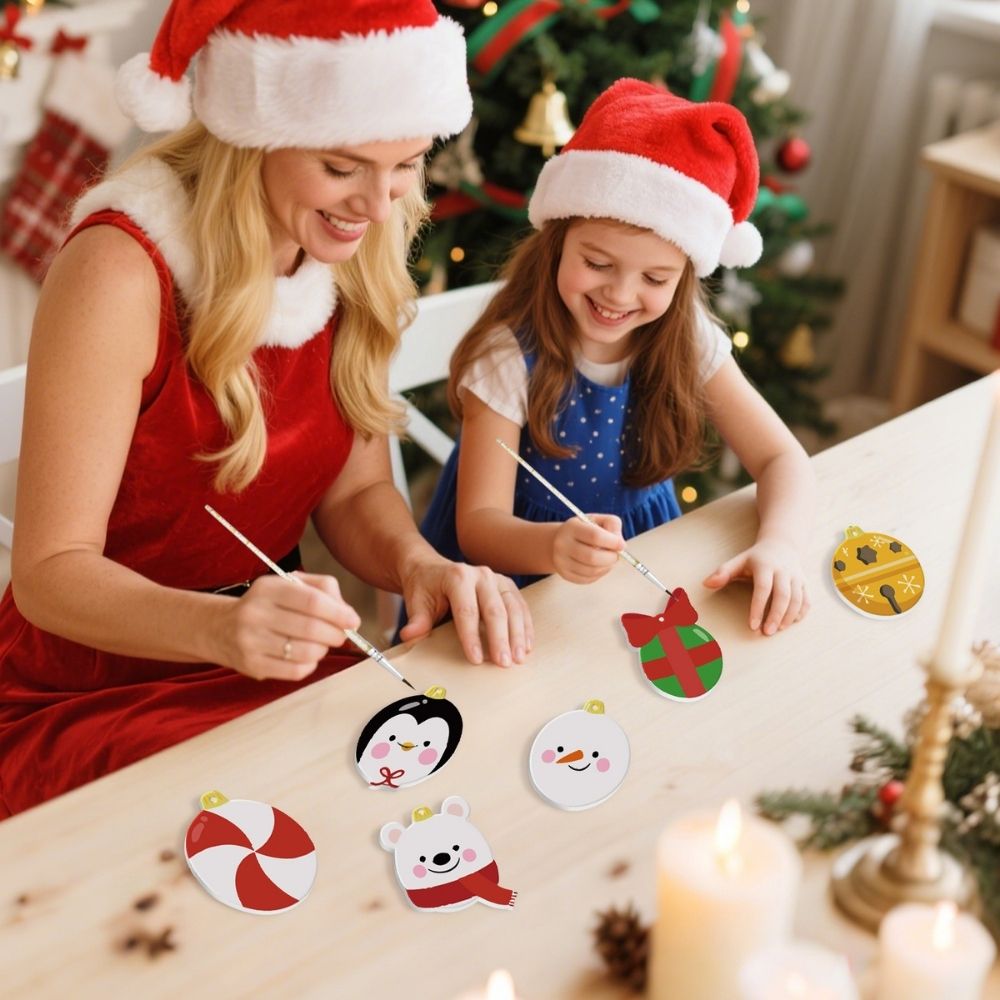 Paint by Numbers Christmas Ornaments - Polar Bear Penguin Santa Kit