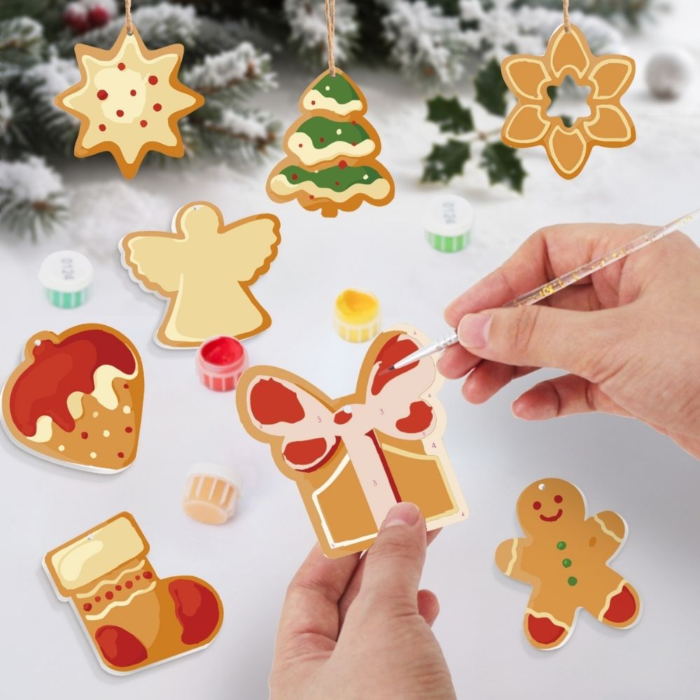 Paint by Numbers Christmas Ornaments - Star Tree Gift Gingerbread Kit