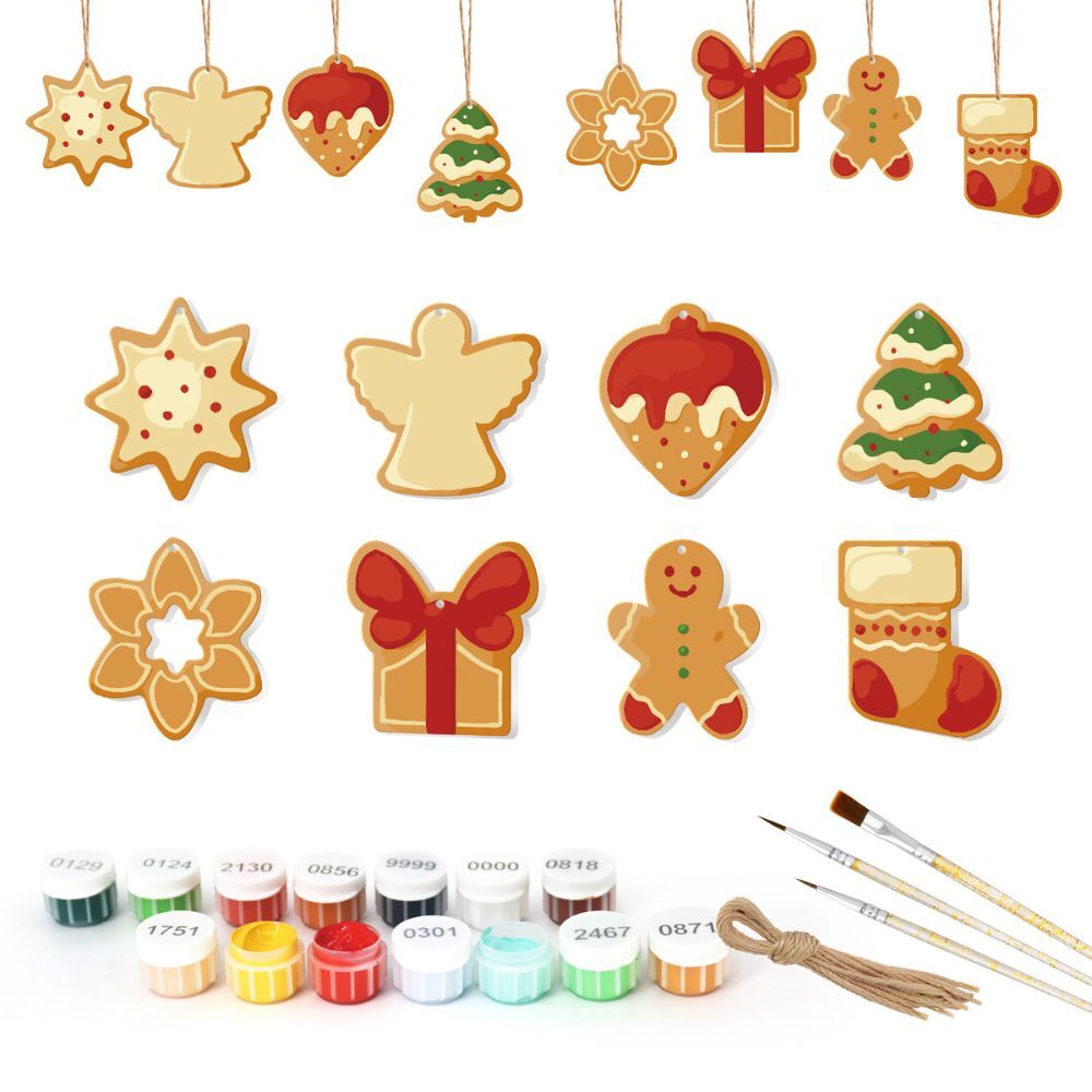 Paint by Numbers Christmas Ornaments - Star Tree Gift Gingerbread Kit