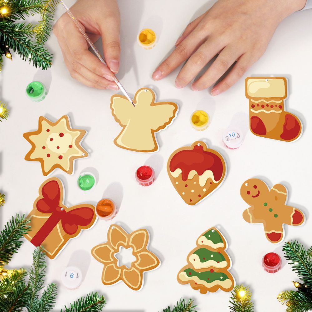 Paint by Numbers Christmas Ornaments - Star Tree Gift Gingerbread Kit