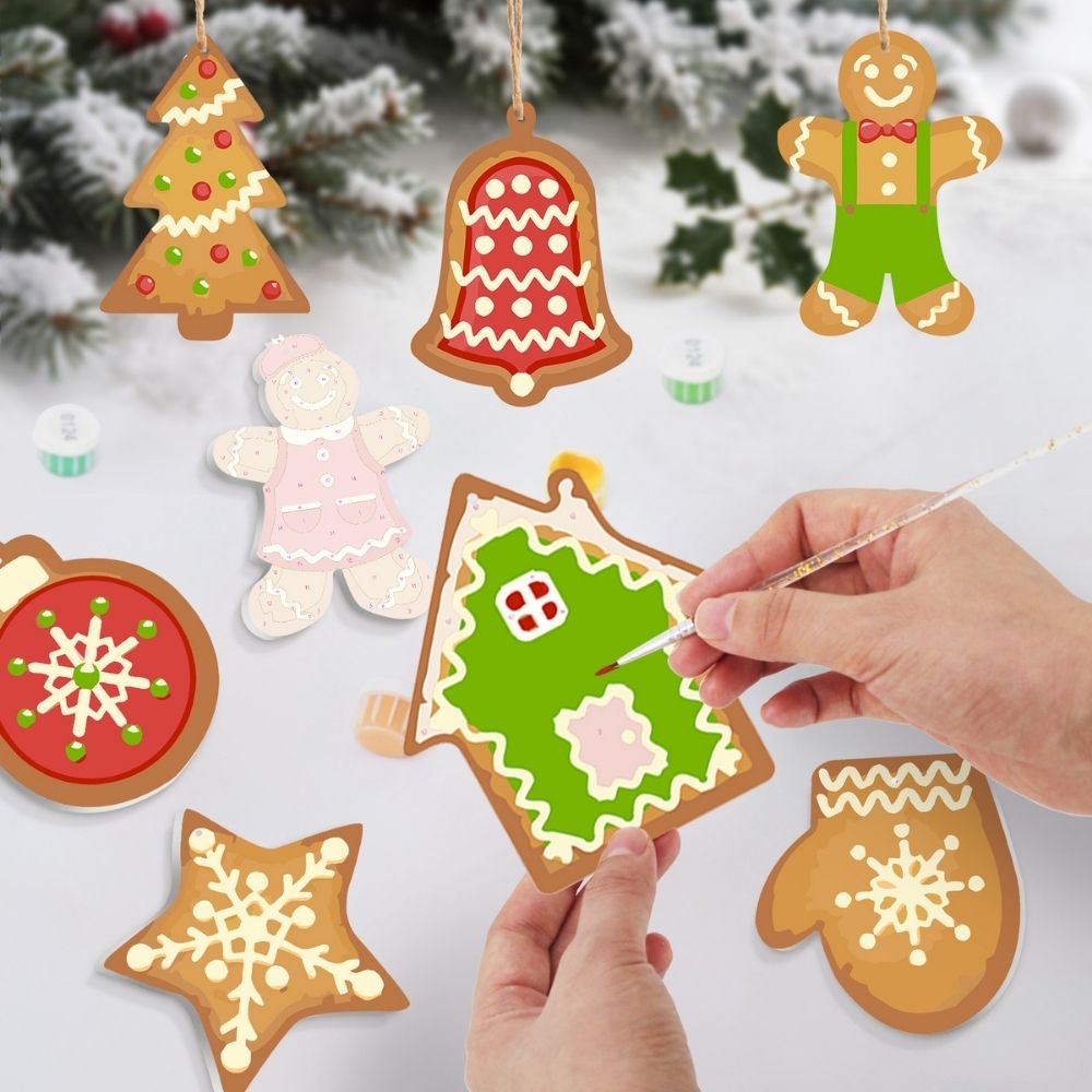 Paint by Numbers Christmas Ornaments - Gingerbread Treats & Snowflakes Kit