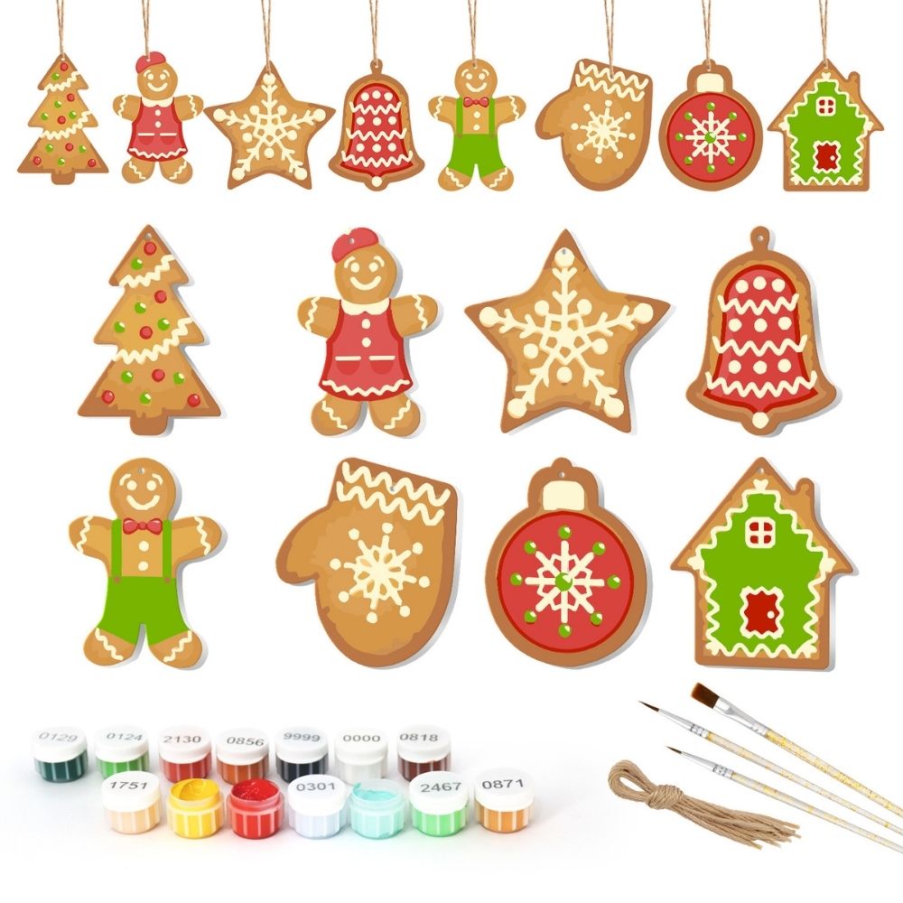 Paint by Numbers Christmas Ornaments - Gingerbread Treats & Snowflakes Kit