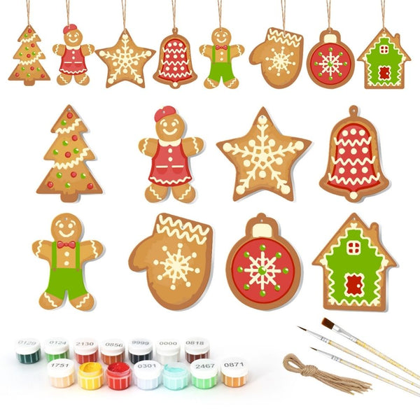 Paint by Numbers Christmas Ornaments - Gingerbread Treats & Snowflakes Kit