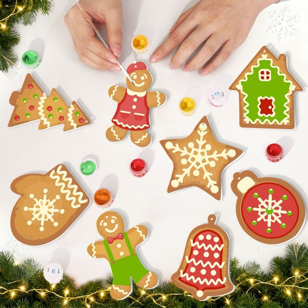 Paint by Numbers Christmas Ornaments - Gingerbread Treats & Snowflakes Kit