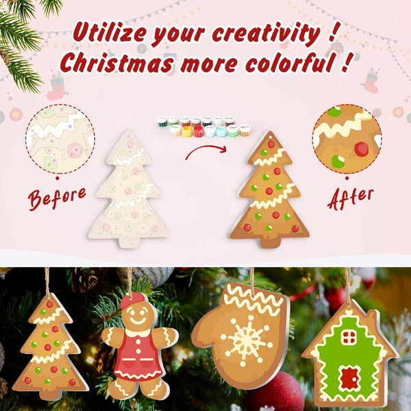 Paint by Numbers Christmas Ornaments - Gingerbread Treats & Snowflakes Kit