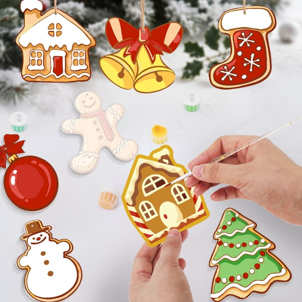Paint by Numbers Christmas Ornaments - Snowman & Gingerbread Joy Kit