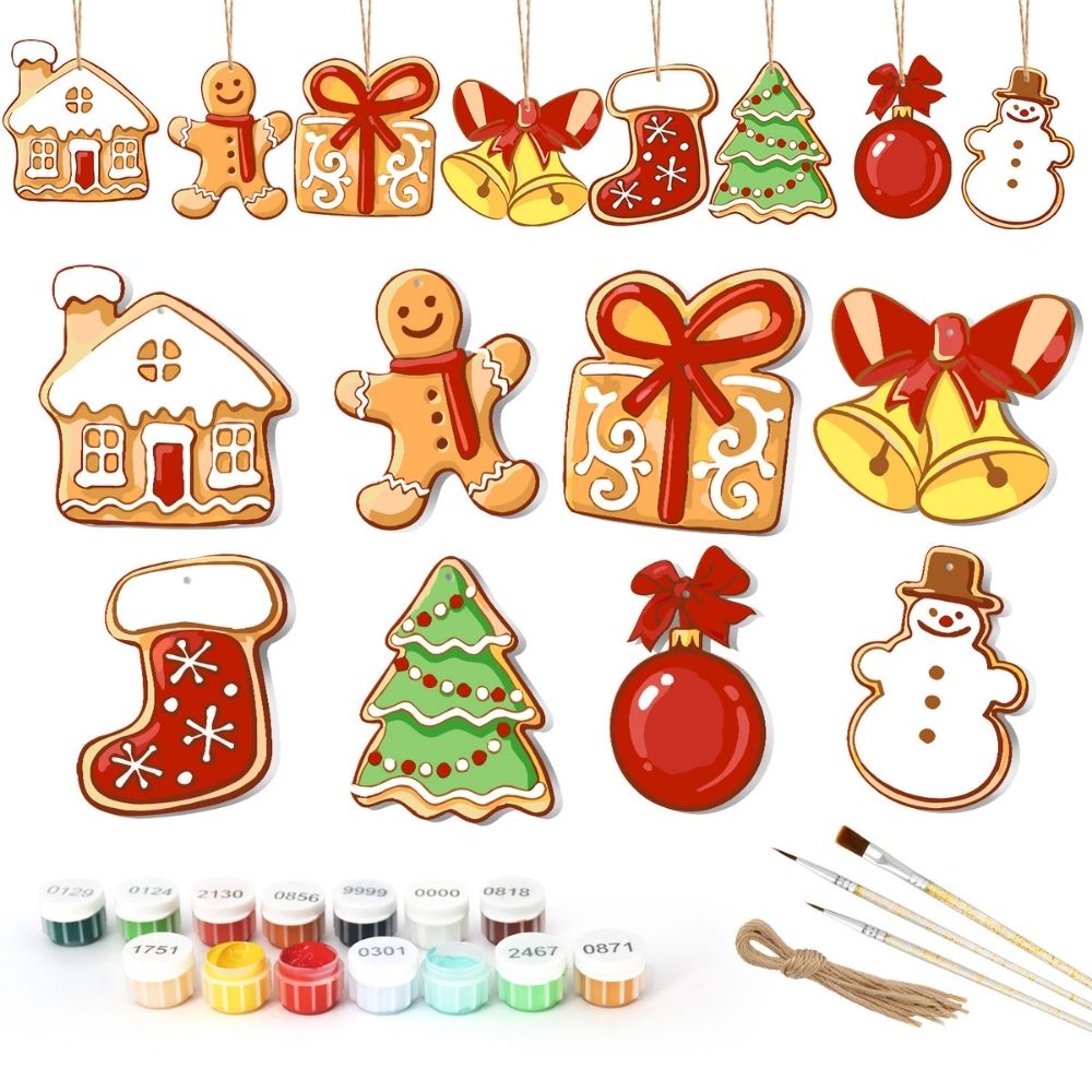 Paint by Numbers Christmas Ornaments - Snowman & Gingerbread Joy Kit