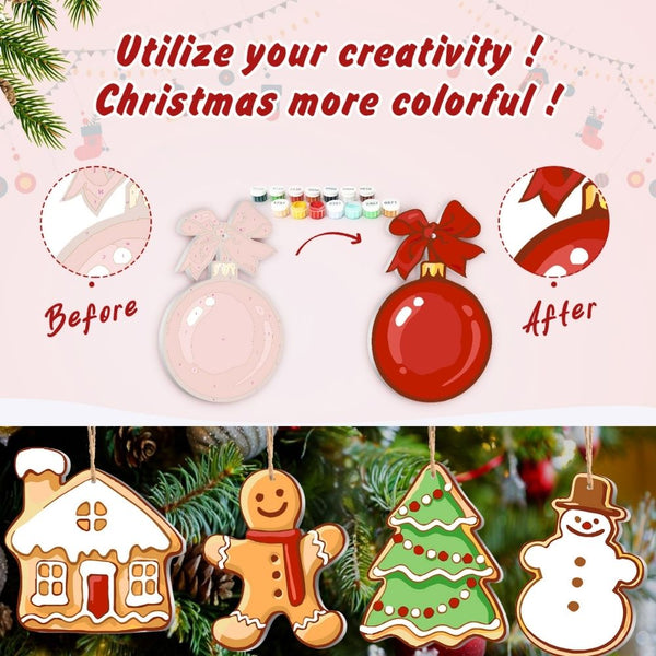 Paint by Numbers Christmas Ornaments - Snowman & Gingerbread Joy Kit