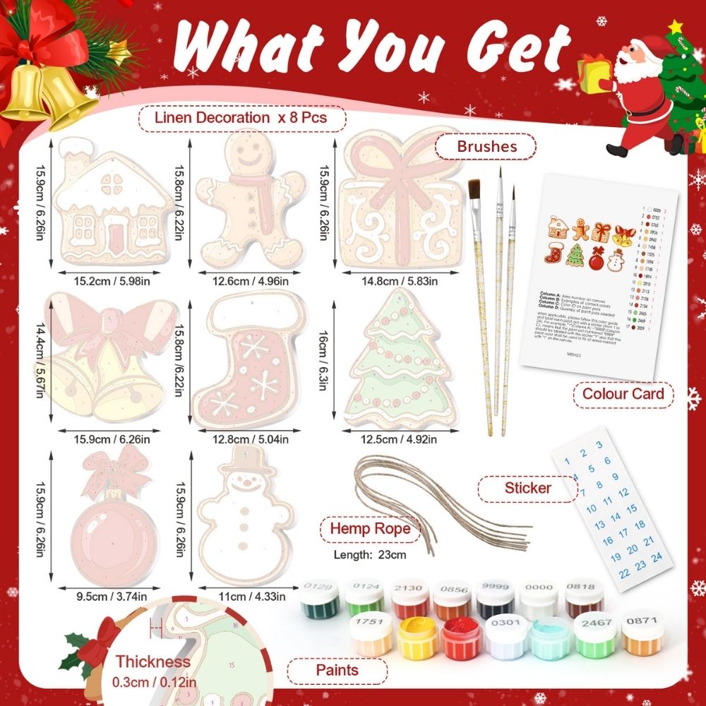 Paint by Numbers Christmas Ornaments - Snowman & Gingerbread Joy Kit