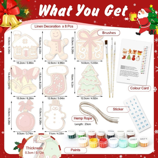 Paint by Numbers Christmas Ornaments - Snowman & Gingerbread Joy Kit