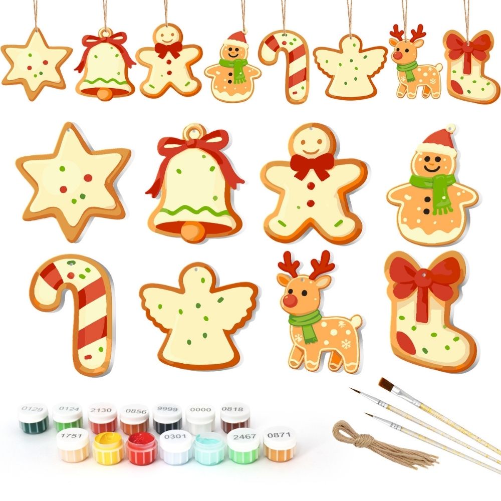 Paint by Numbers Christmas Ornaments - Angel Wings & Stars Kit