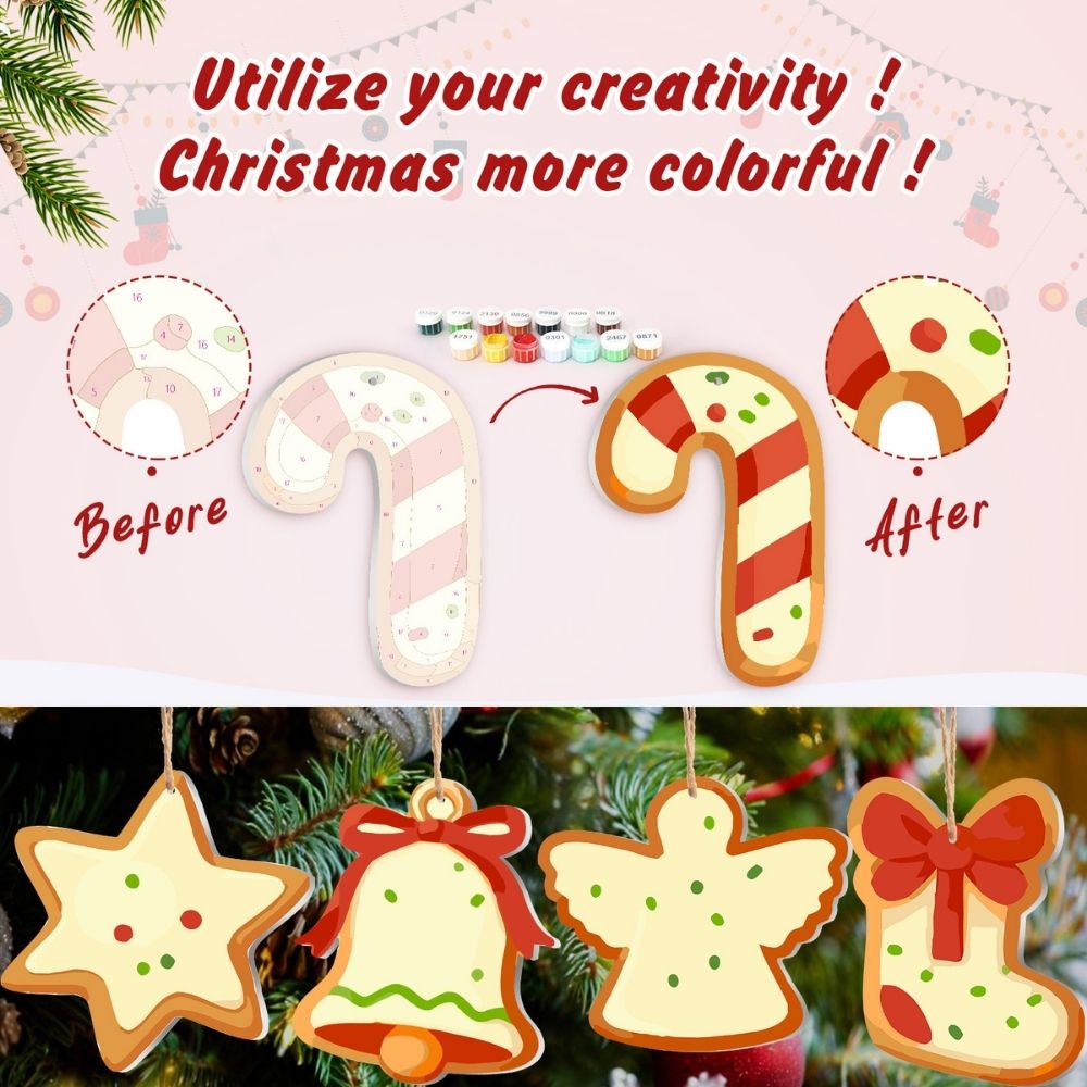 Paint by Numbers Christmas Ornaments - Angel Wings & Stars Kit