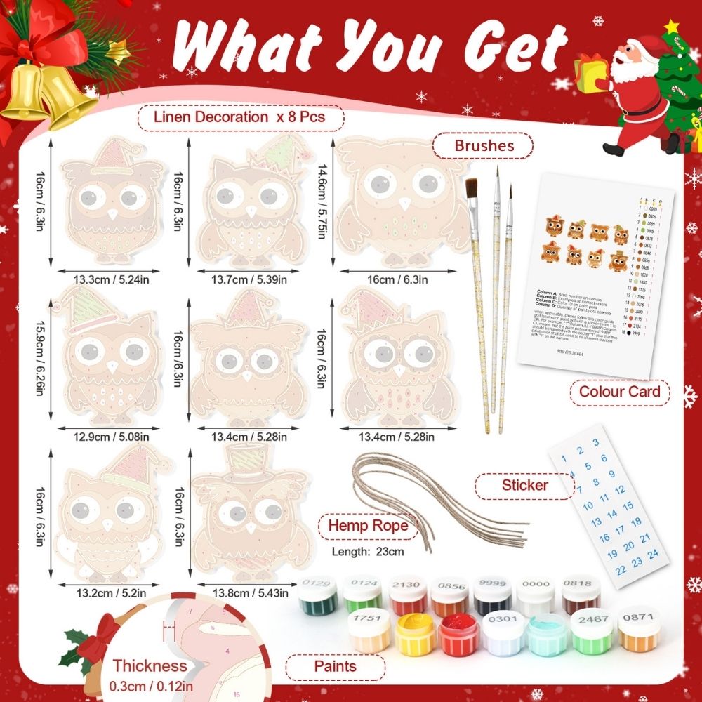 Paint by Numbers Christmas Ornaments - Christmas Forest Friends Kit