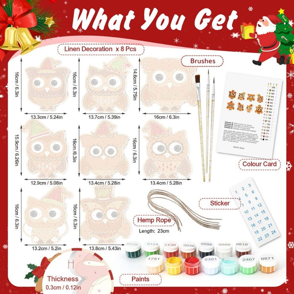 Paint by Numbers Christmas Ornaments - Christmas Forest Friends Kit