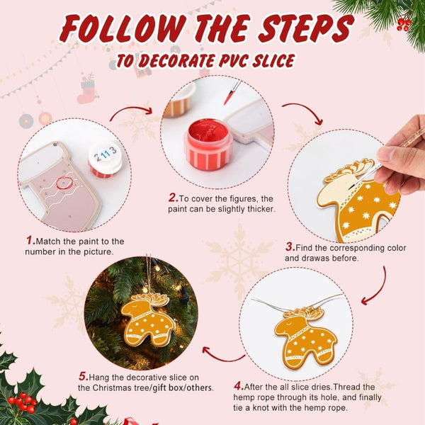 Paint by Numbers Christmas Ornaments - Holiday Cookies Kit