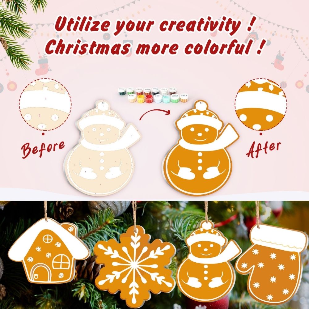 Paint by Numbers Christmas Ornaments - Holiday Cookies Kit