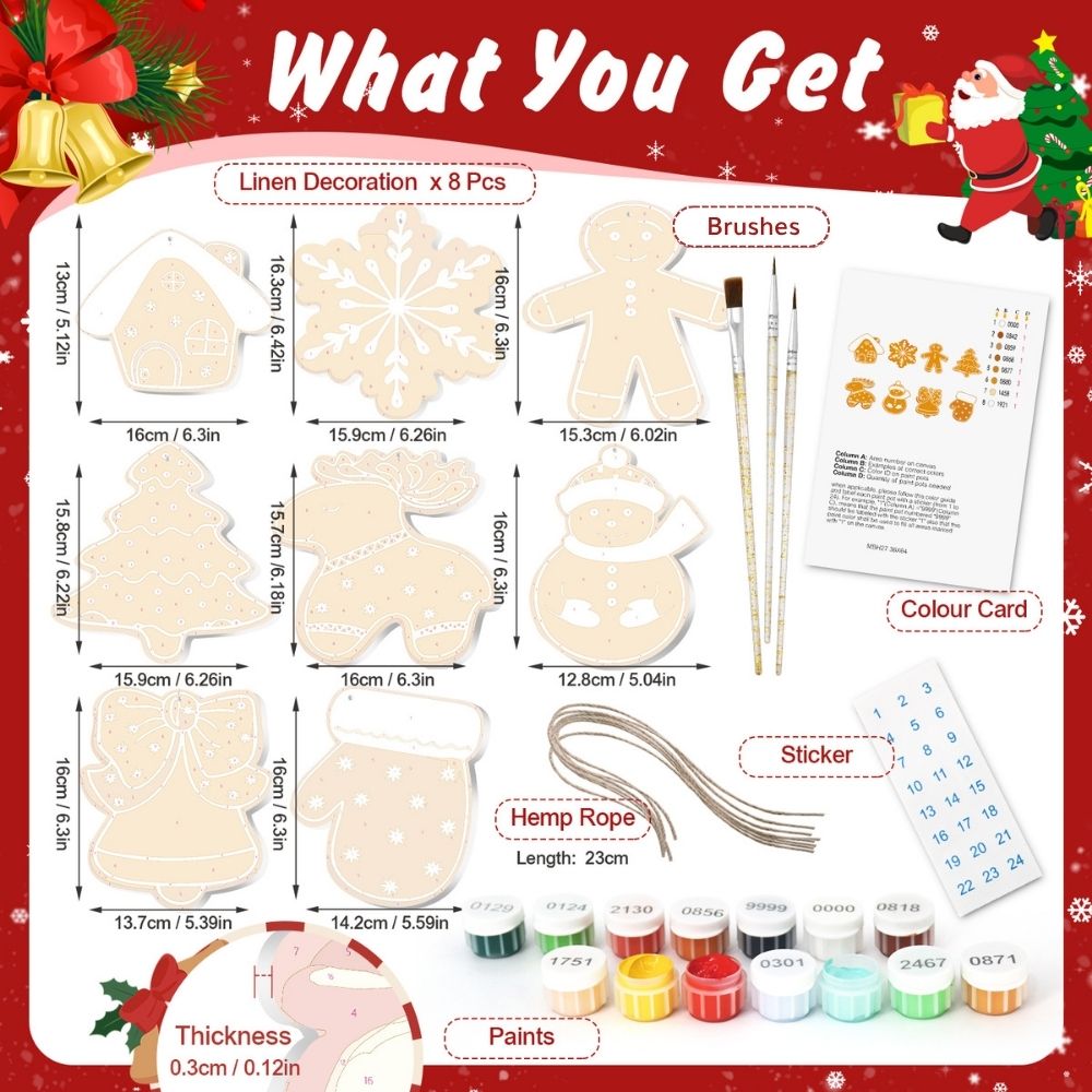 Paint by Numbers Christmas Ornaments - Holiday Cookies Kit