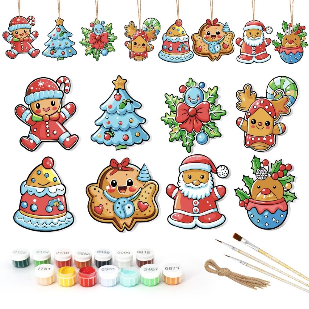Paint by Numbers Christmas Ornaments - Santa's Cookie Parade Kit