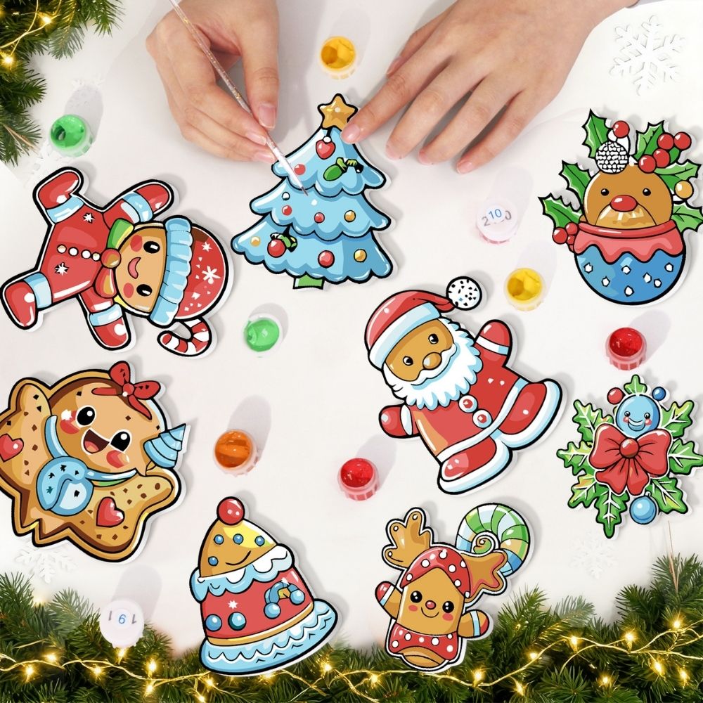 Paint by Numbers Christmas Ornaments - Santa's Cookie Parade Kit