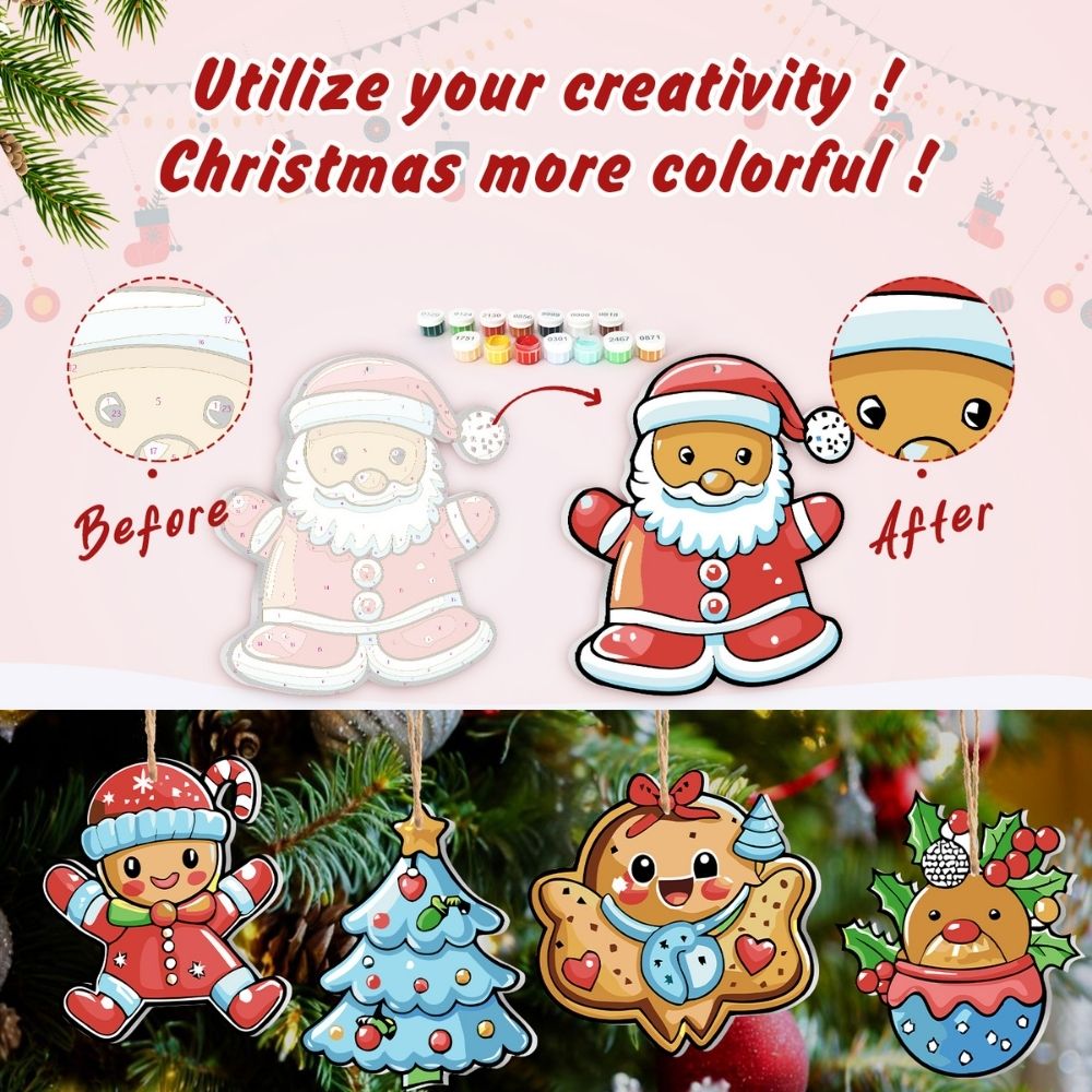 Paint by Numbers Christmas Ornaments - Santa's Cookie Parade Kit