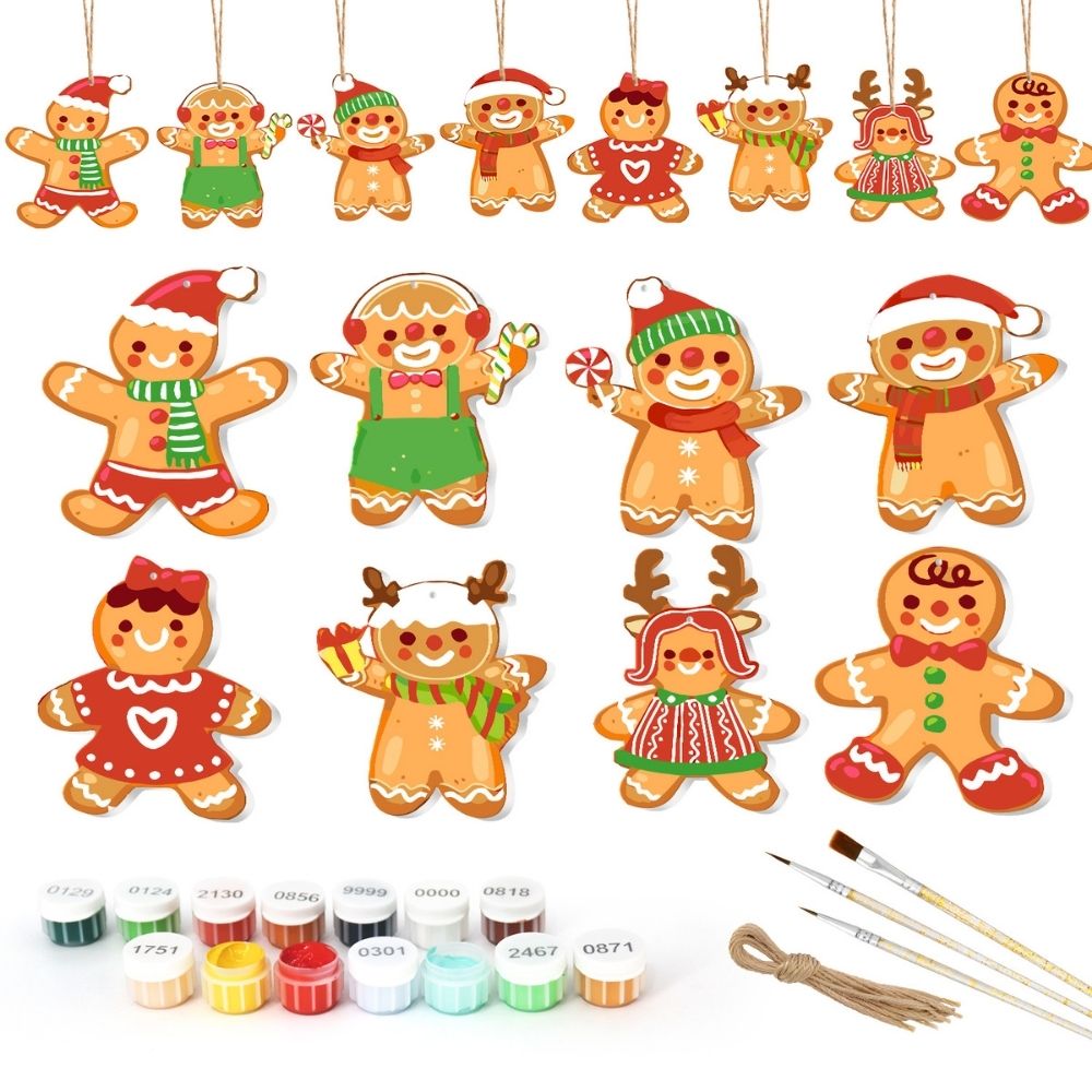 Paint by Numbers Christmas Ornaments - Gingerbread Friends Kit