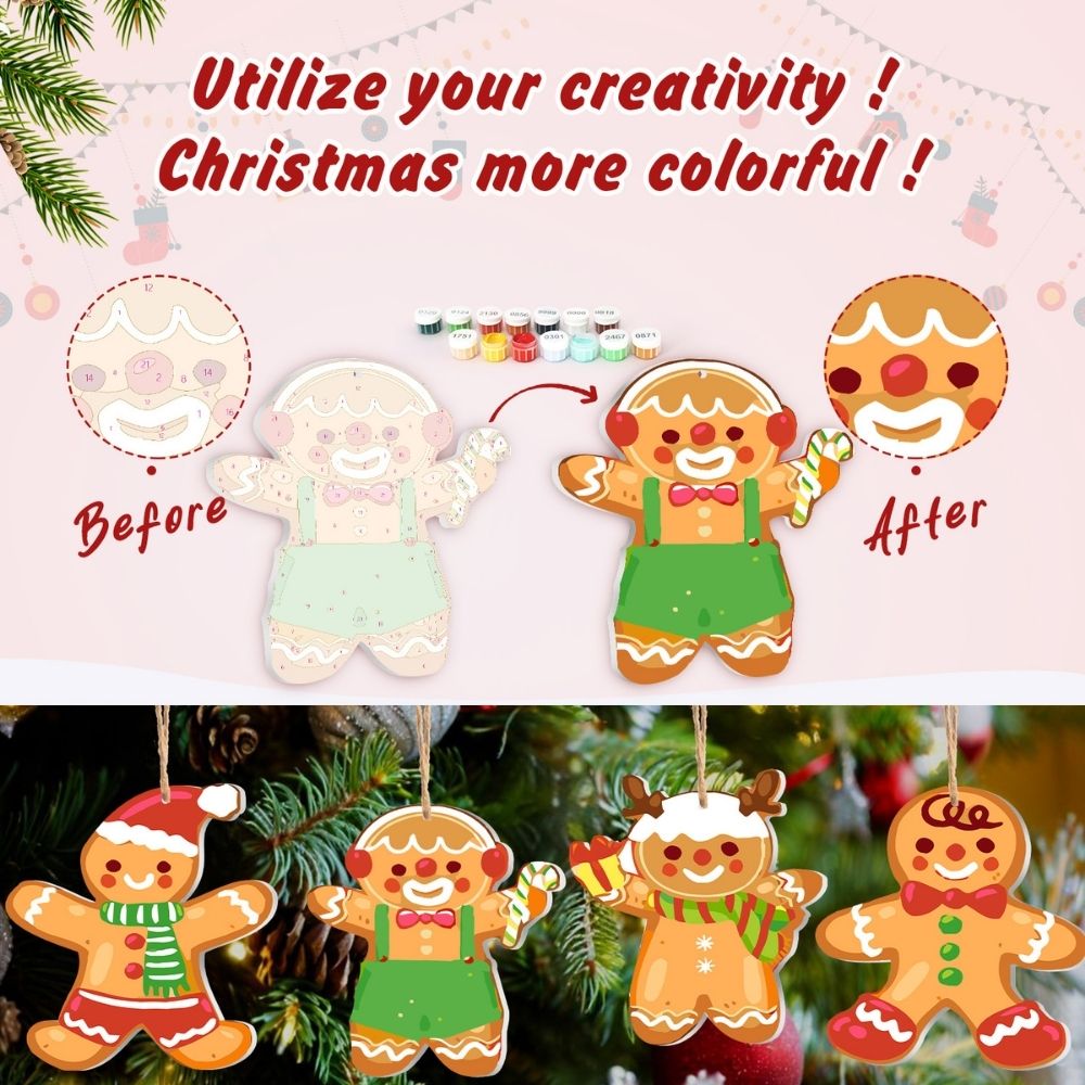 Paint by Numbers Christmas Ornaments - Gingerbread Friends Kit