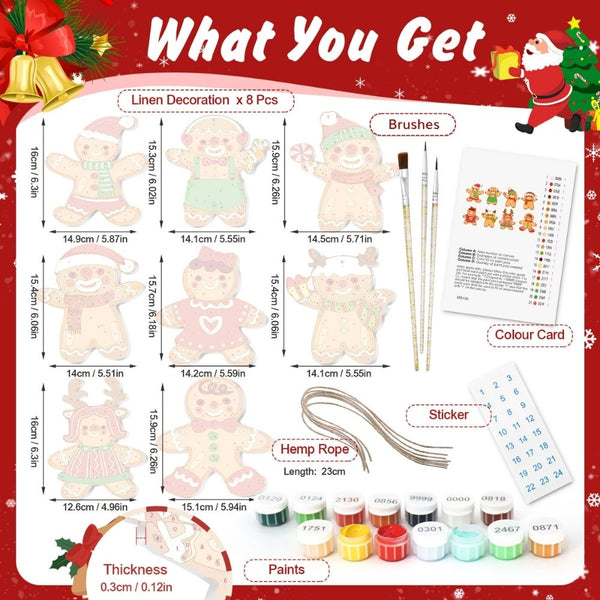 Paint by Numbers Christmas Ornaments - Gingerbread Friends Kit