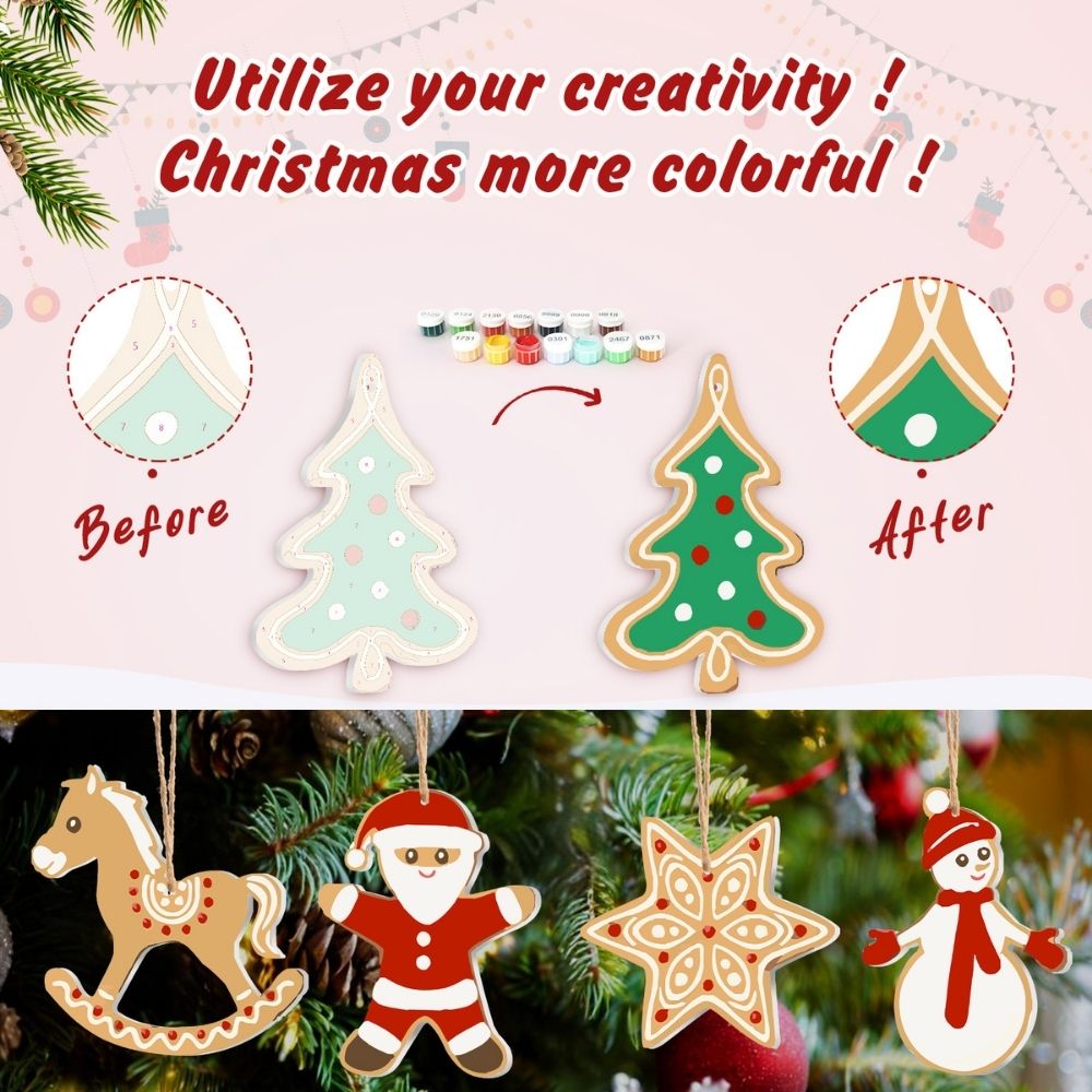 Paint by Numbers Christmas Ornaments - Merry Little Icons Kit 2