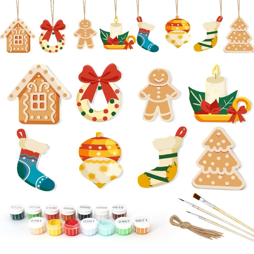 Paint by Numbers Christmas Ornaments - Cozy Fireplace Kit