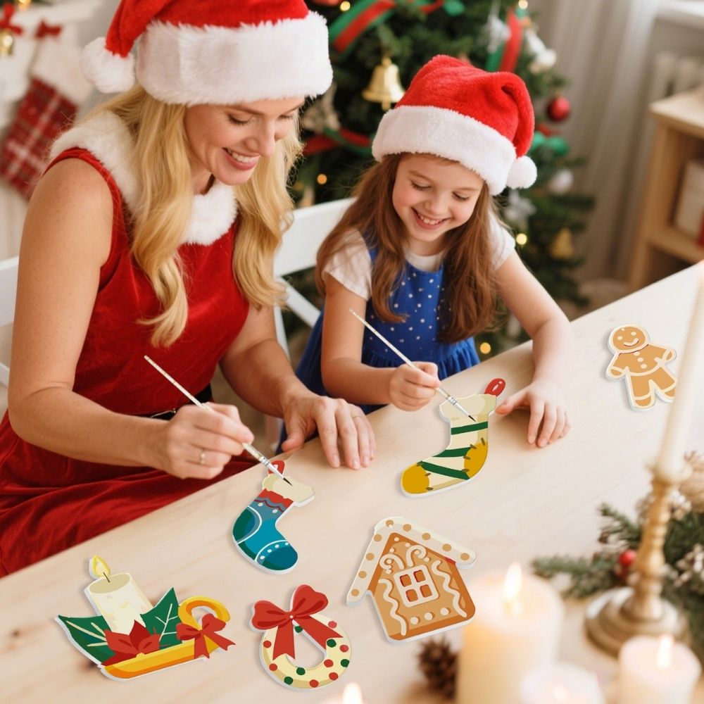 Paint by Numbers Christmas Ornaments - Cozy Fireplace Kit