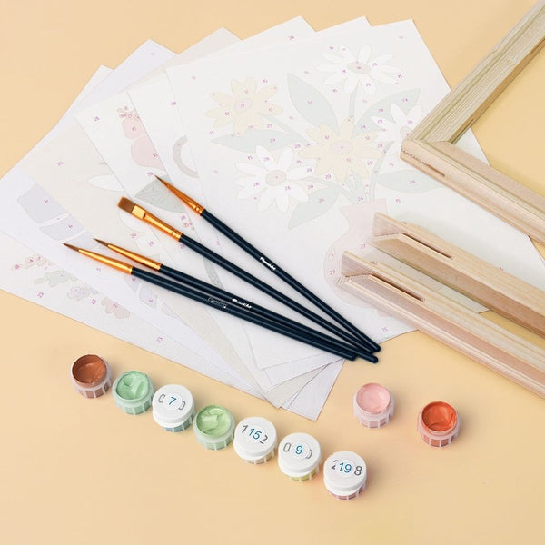 Mini Paint by numbers 6"x8" (6 pieces) - Floral Vases