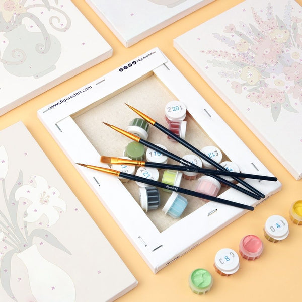 Mini Paint by numbers 6"x8" (6 pieces) - Floral Vases