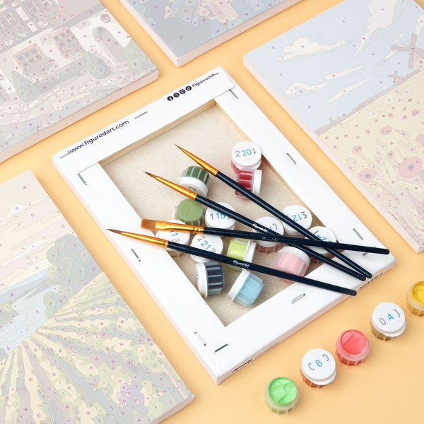 Mini Paint by numbers 6"x8" (6 pieces) - Hello Germany