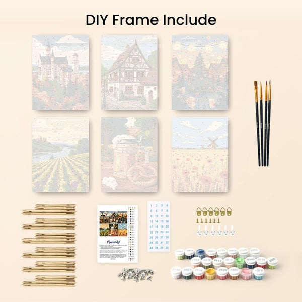 Mini Paint by numbers 6"x8" (6 pieces) - Hello Germany