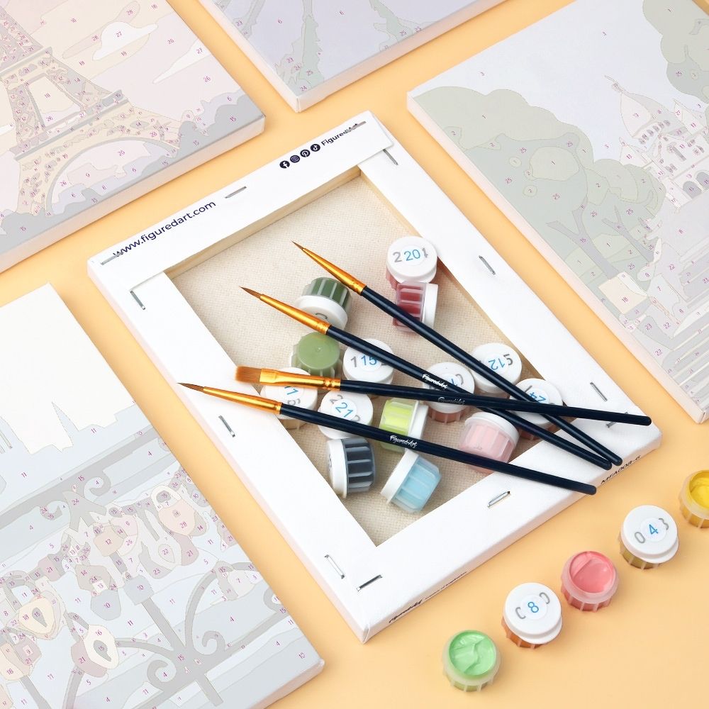 Mini Paint by numbers 6"x8" (6 pieces) - Romantic France