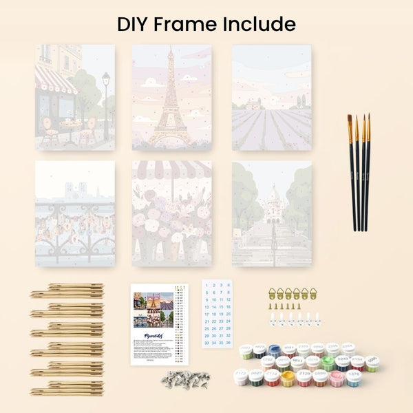Mini Paint by numbers 6"x8" (6 pieces) - Romantic France