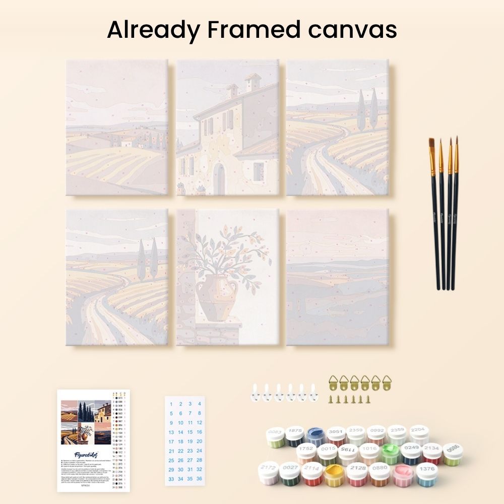 Mini Paint by numbers 6"x8" (6 pieces) - Classic Tuscany