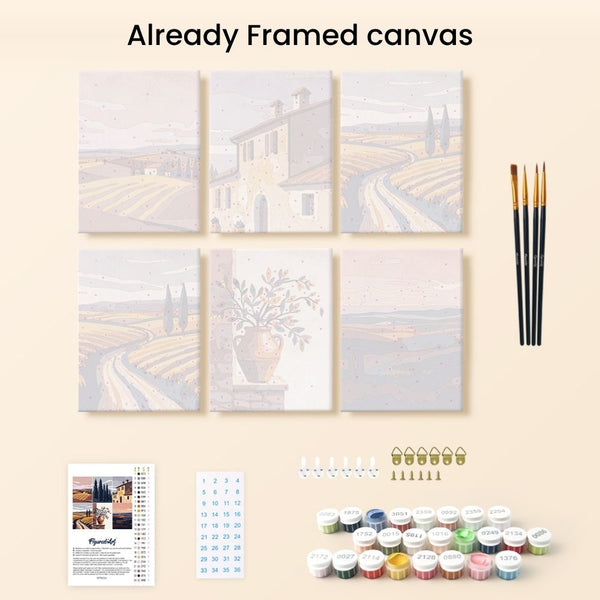 Mini Paint by numbers 6"x8" (6 pieces) - Classic Tuscany