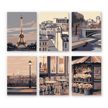 Load image into Gallery viewer, Mini Paint by numbers 6"x8" (6 pieces) - Paris Charm Figured'Art