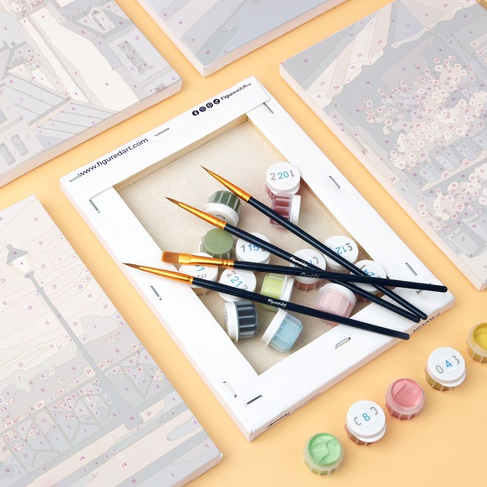 Mini Paint by numbers 6"x8" (6 pieces) - Paris Charm