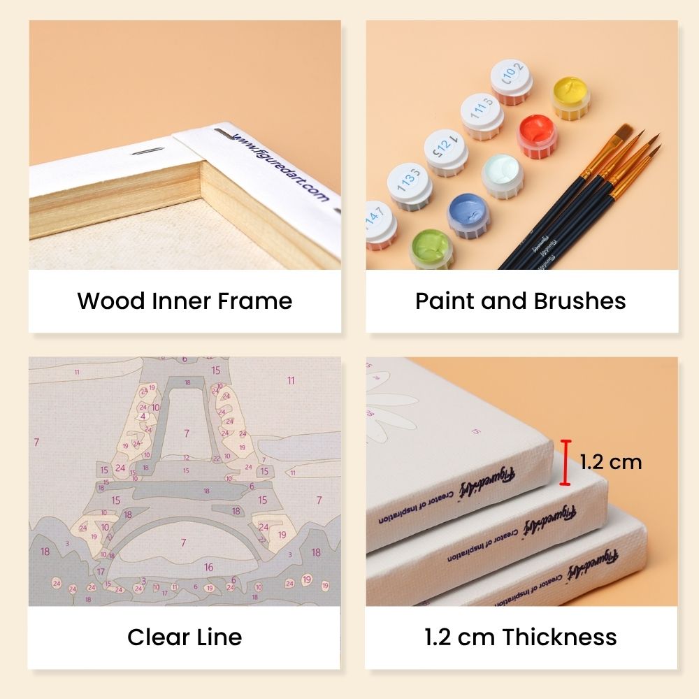 Mini Paint by numbers 6"x8" (6 pieces) - Paris Charm